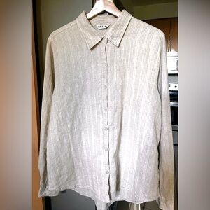 NWOT Orvis Womens Linen Rayon Button Up Shirt  Roll Striped Long Sleeve …